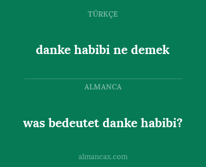 was bedeutet danke habibi? - danke habibi ne demek