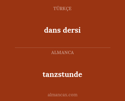 tanzstunde - dans dersi