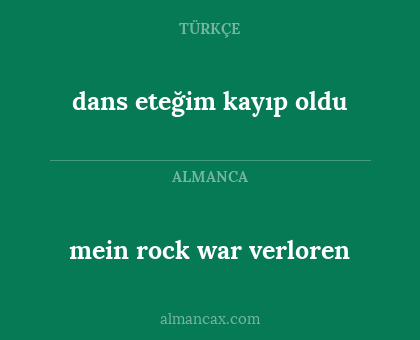 dans eteğim kayıp oldu - mein rock war verloren