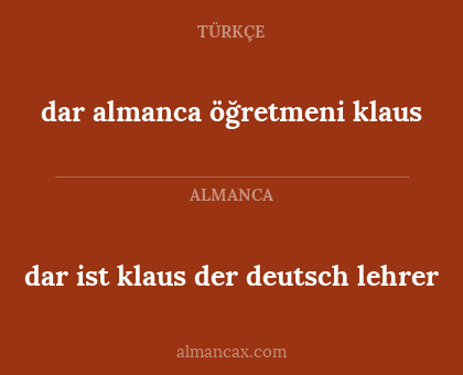 dar ist klaus der deutsch lehrer - dar almanca öğretmeni klaus