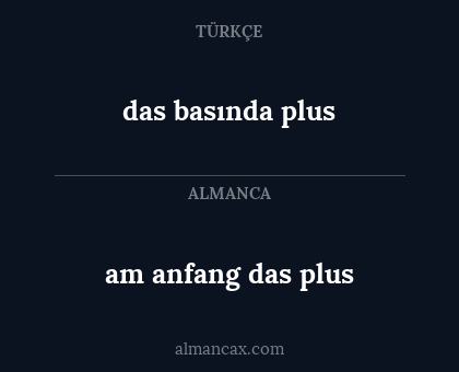 am anfang das plus - das basında plus