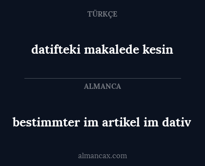 datifteki makalede kesin - bestimmter im artikel im dativ