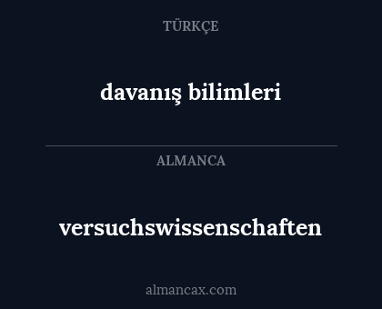 versuchswissenschaften - davanış bilimleri