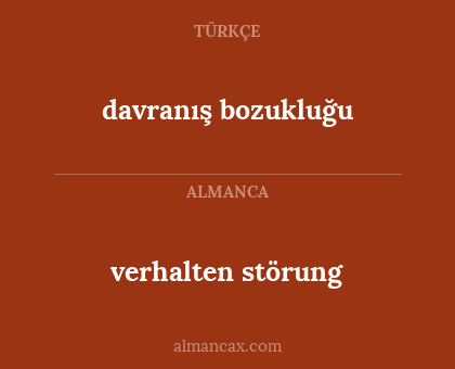 verhalten störung - davranış bozukluğu