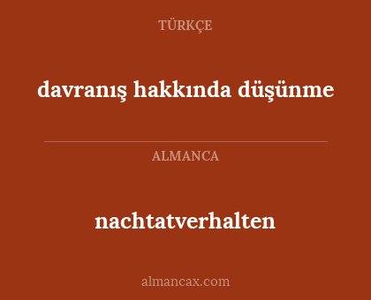 davranış hakkında düşünme - nachtatverhalten