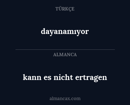 kann es nicht ertragen - dayanamıyor