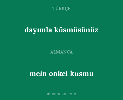 mein onkel kusmu - dayımla küsmüsünüz