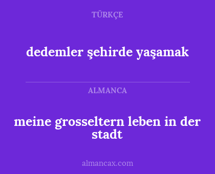 meine grosseltern leben in der stadt - dedemler şehirde yaşamak