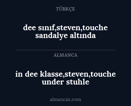 dee sınıf,steven,touche sandalye altında - in dee klasse,steven,touche under stuhle