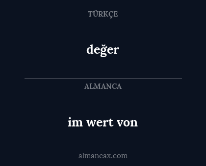 im wert von - değer
