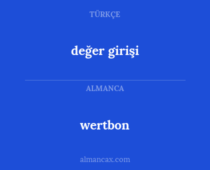wertbon - değer girişi
