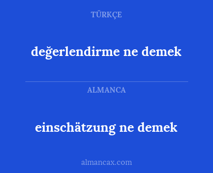 einschätzung ne demek - değerlendirme ne demek