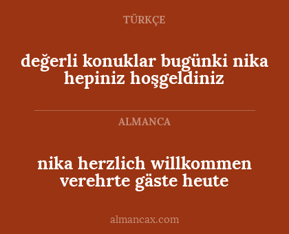 değerli konuklar bugünki nika hepiniz hoşgeldiniz - nika herzlich willkommen verehrte gäste heute