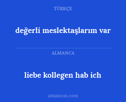 değerli meslektaşlarım var - liebe kollegen hab ich