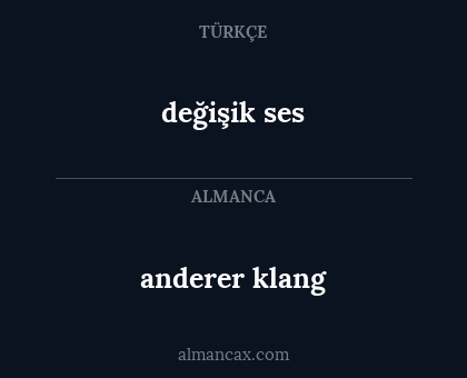 anderer klang - değişik ses