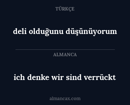 ich denke wir sind verrückt - deli olduğunu düşünüyorum