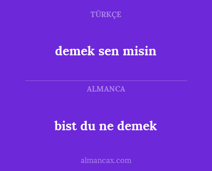 demek sen misin - bist du ne demek