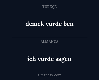 demek vürde ben - ich vürde sagen