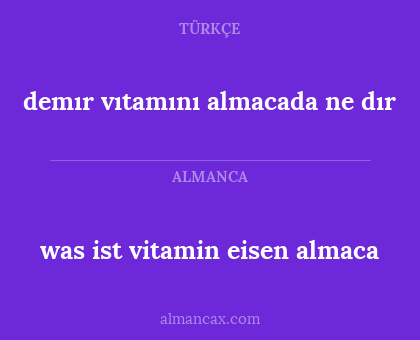 was ist vitamin eisen almaca - demır vıtamını almacada ne dır
