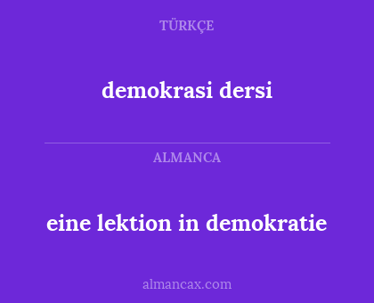 eine lektion in demokratie - demokrasi dersi