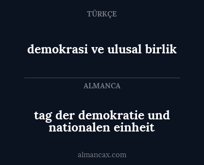 tag der demokratie und nationalen einheit - demokrasi ve ulusal birlik