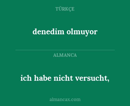 denedim olmuyor - ich habe nicht versucht,