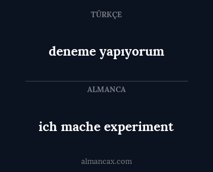 ich mache experiment - deneme yapıyorum