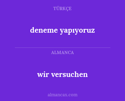wir versuchen - deneme
yapıyoruz