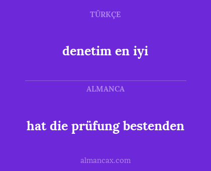 denetim en iyi - hat die prüfung bestenden