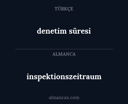 denetim süresi - inspektionszeitraum