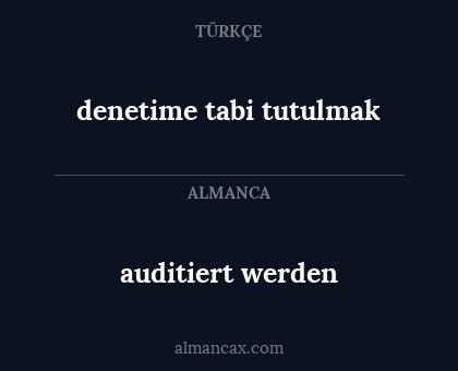 denetime tabi tutulmak - auditiert werden