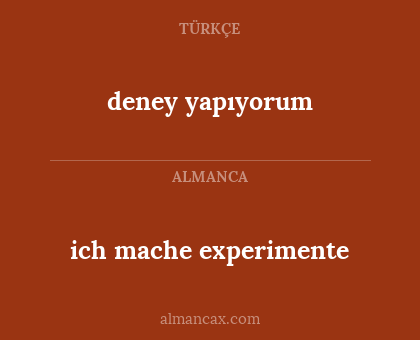 deney yapıyorum - ich mache experimente