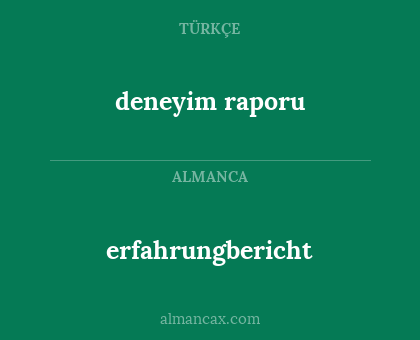 erfahrungbericht - deneyim raporu
