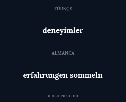 deneyimler - erfahrungen sommeln