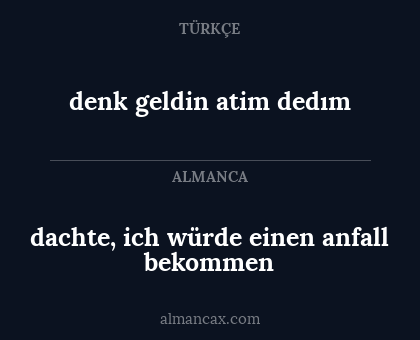 denk geldin atim dedım - dachte, ich würde einen anfall bekommen