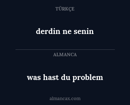 derdin ne senin - was hast du problem