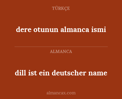 dere otunun almanca ismi - dill ist ein deutscher name