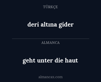 geht unter die haut - deri altına gider