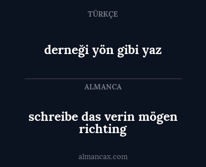 schreibe das verin mögen richting - derneği yön gibi yaz