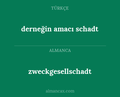 zweckgesellschadt - derneğin amacı schadt