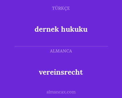 dernek hukuku - vereinsrecht