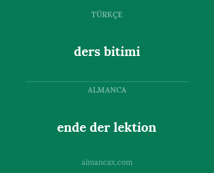 ende der lektion - ders bitimi