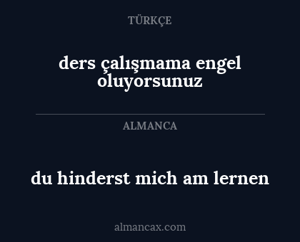ders çalışmama engel oluyorsunuz - du hinderst mich am lernen