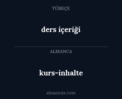 ders içeriği - kurs-inhalte