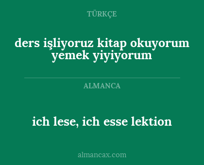 ich lese, ich esse lektion - ders işliyoruz kitap okuyorum yemek yiyiyorum