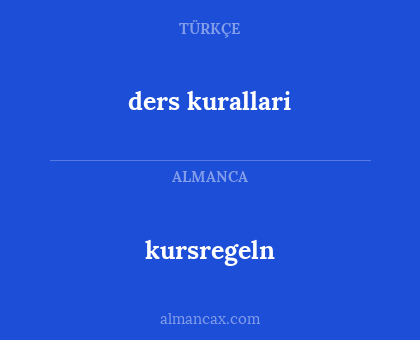 kursregeln - ders kurallari