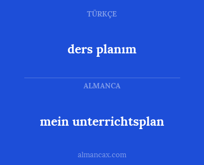 ders planım - mein unterrichtsplan