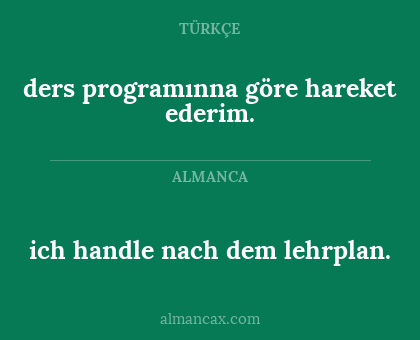 ders programınna göre hareket ederim. - ich handle nach dem lehrplan.
