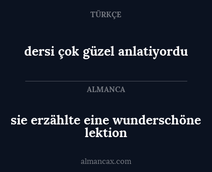 sie erzählte eine wunderschöne lektion - dersi çok güzel anlatiyordu