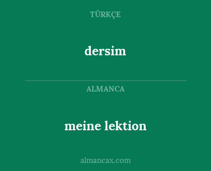 meine lektion - dersim